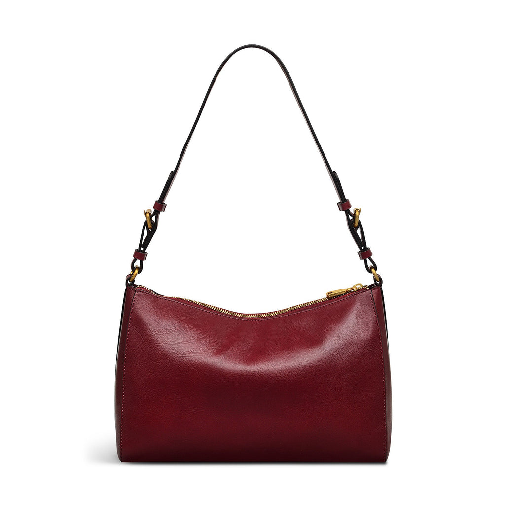 Dukes Place Leather Medium Ziptop Shoulder Bag in Cranberry - H2115604