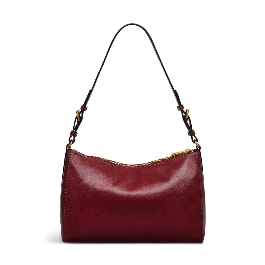 Dukes Place Leather Medium Ziptop Shoulder Bag in Cranberry - H2115604