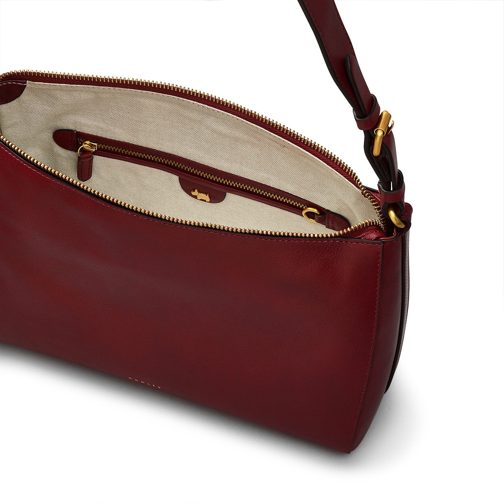 Dukes Place Leather Medium Ziptop Shoulder Bag in Cranberry - H2115604