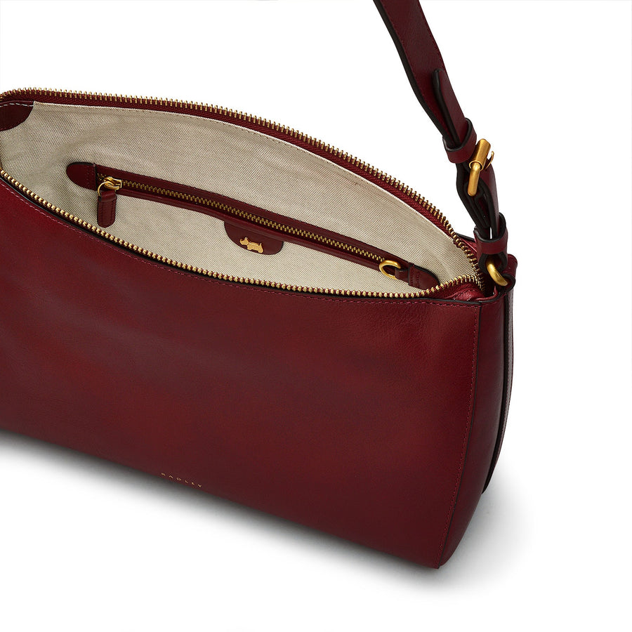 Dukes Place Leather Medium Ziptop Shoulder Bag in Cranberry - H2115604