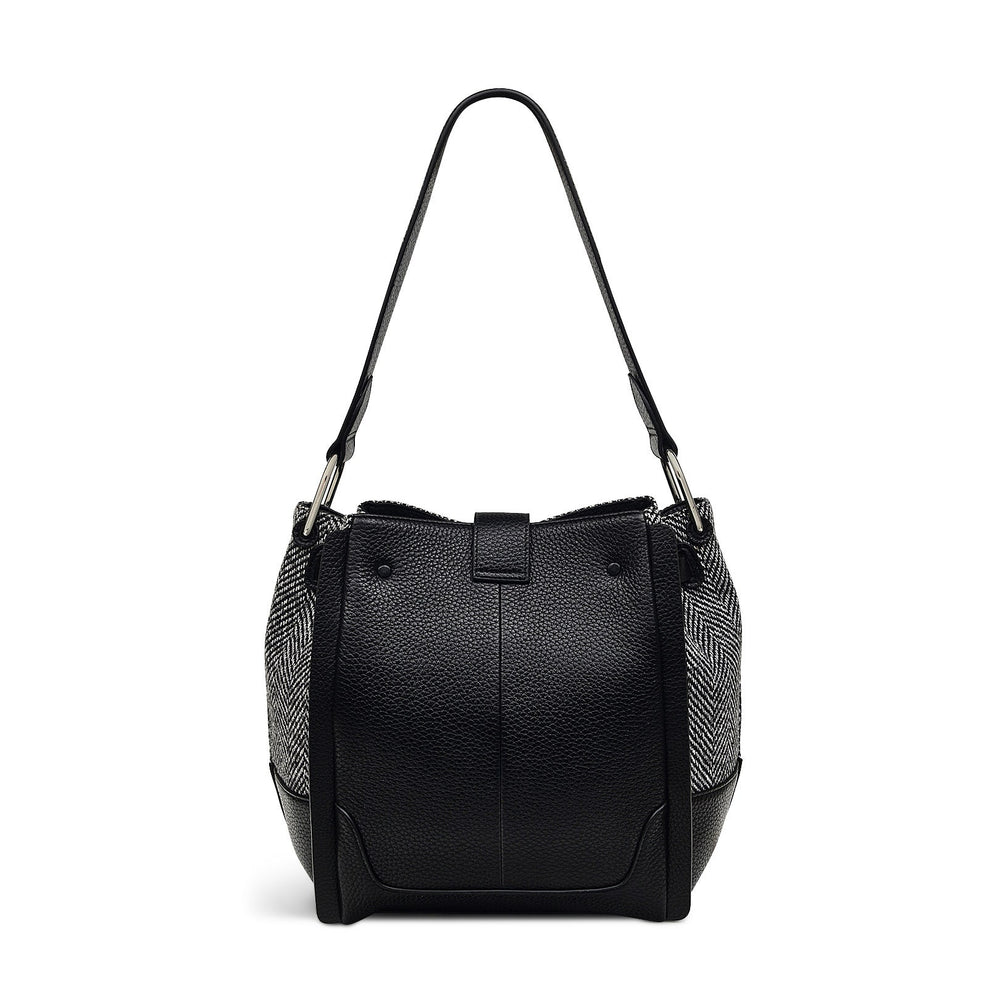 Sloane Street Leather Medium Open Top Shoulder Bag in Black - H2120001