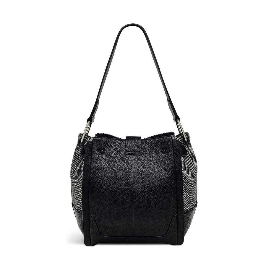 Sloane Street Leather Medium Open Top Shoulder Bag in Black - H2120001