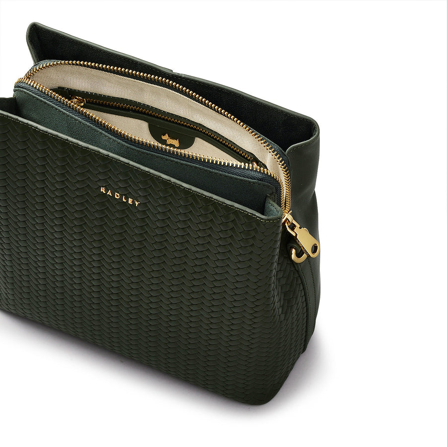 Dukes Place Leather Medium Compartment Crossbody Bag in Racing Green - H2126302