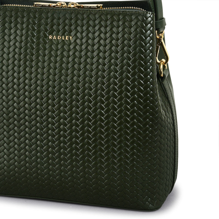 Dukes Place Leather Medium Compartment Crossbody Bag in Racing Green - H2126302