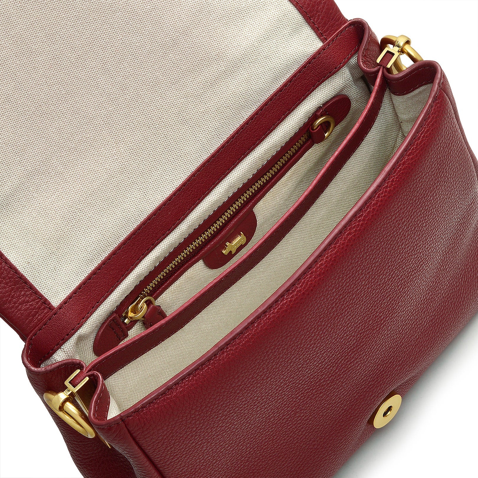 Weston Street Leather Small Flapover Crossbody Bag in Cranberry - H2127604