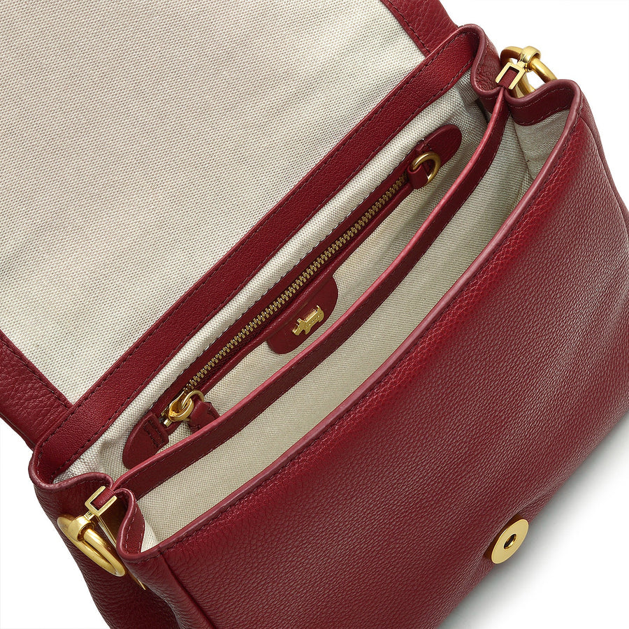 Weston Street Leather Small Flapover Crossbody Bag in Cranberry - H2127604