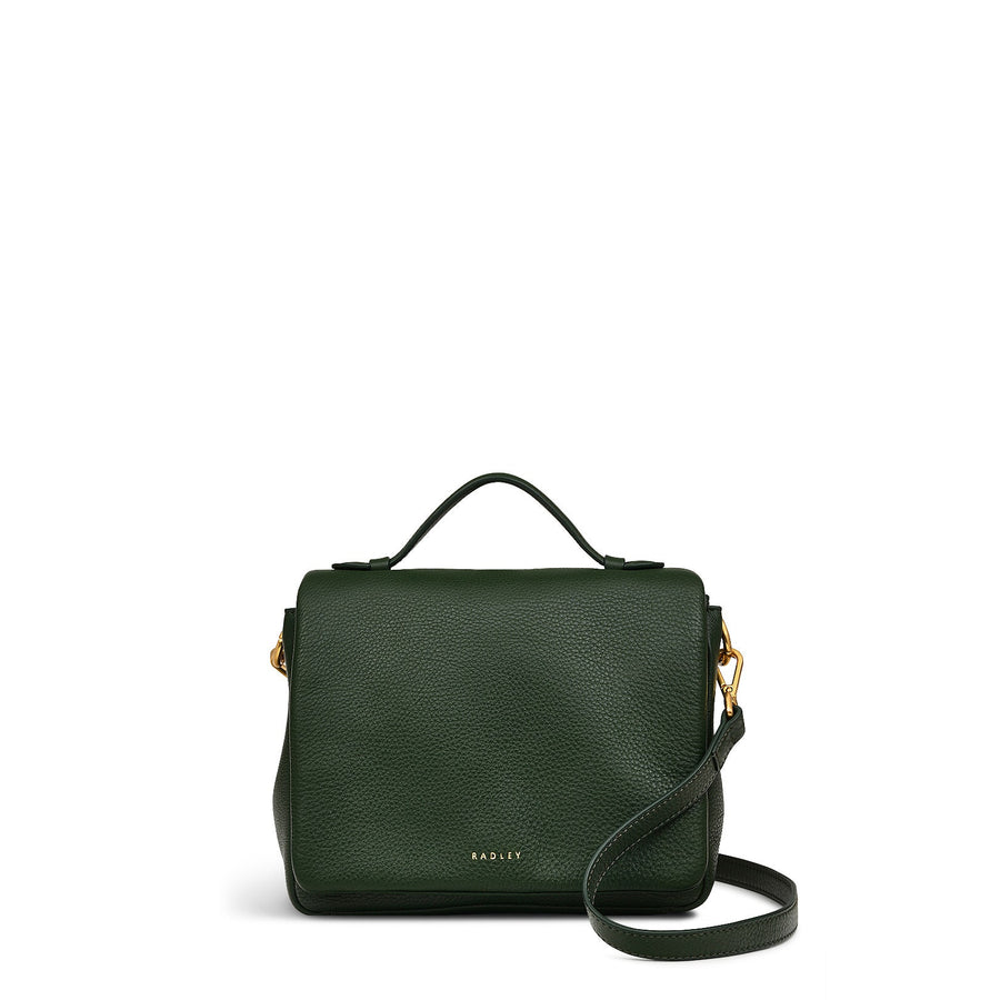 Weston Street Leather Small Flapover Crossbody Bag in Racing Green - H2128302