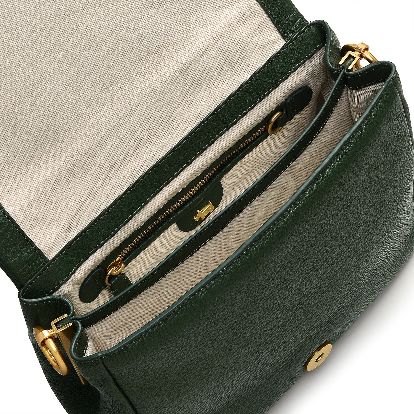 Weston Street Leather Small Flapover Crossbody Bag in Racing Green - H2128302