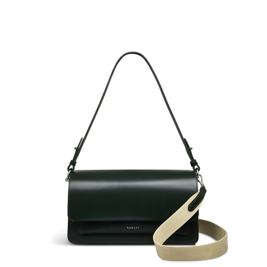 Leather Lane Leather Medium Flapover Shoulder Bag in Racing Green - H2132302