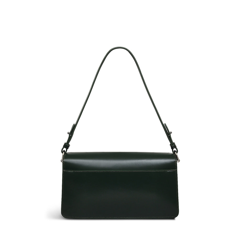 Leather Lane Leather Medium Flapover Shoulder Bag in Racing Green - H2132302