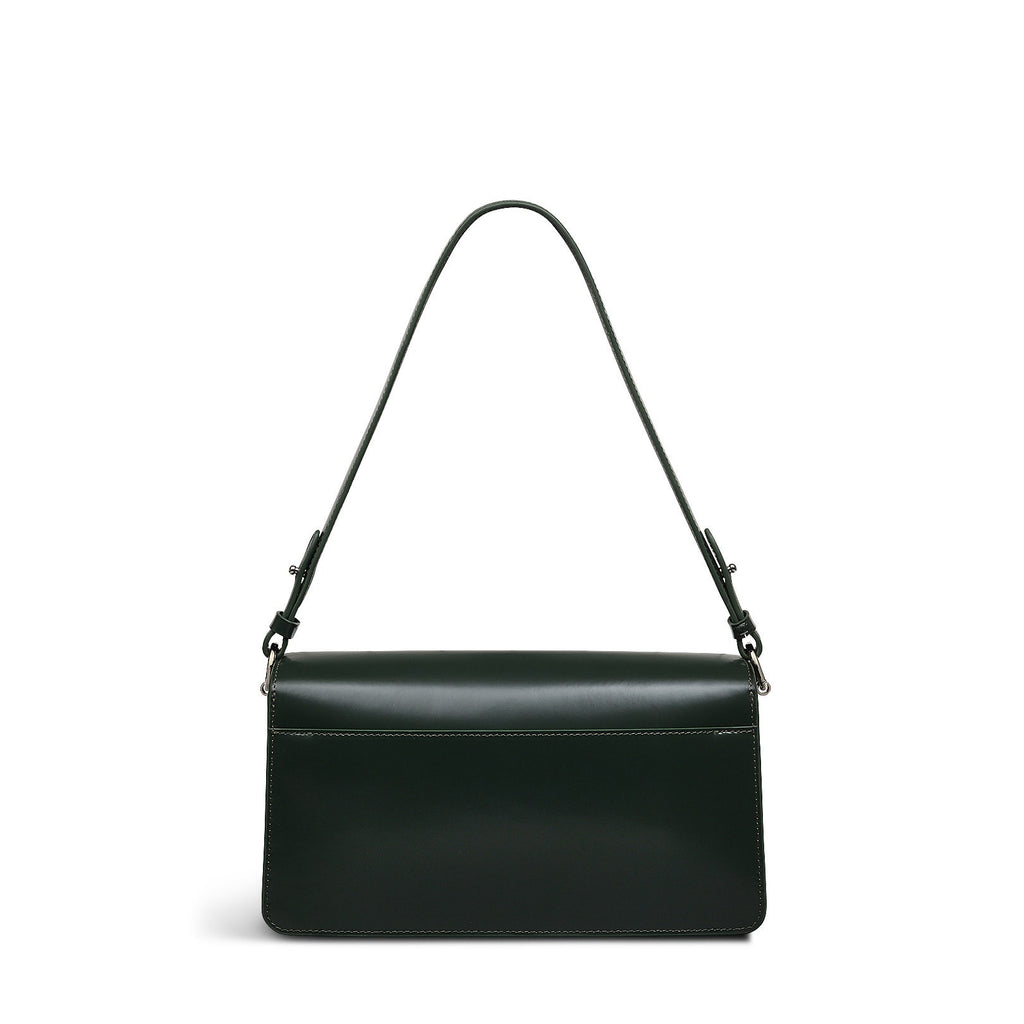 Leather Lane Leather Medium Flapover Shoulder Bag in Racing Green - H2132302