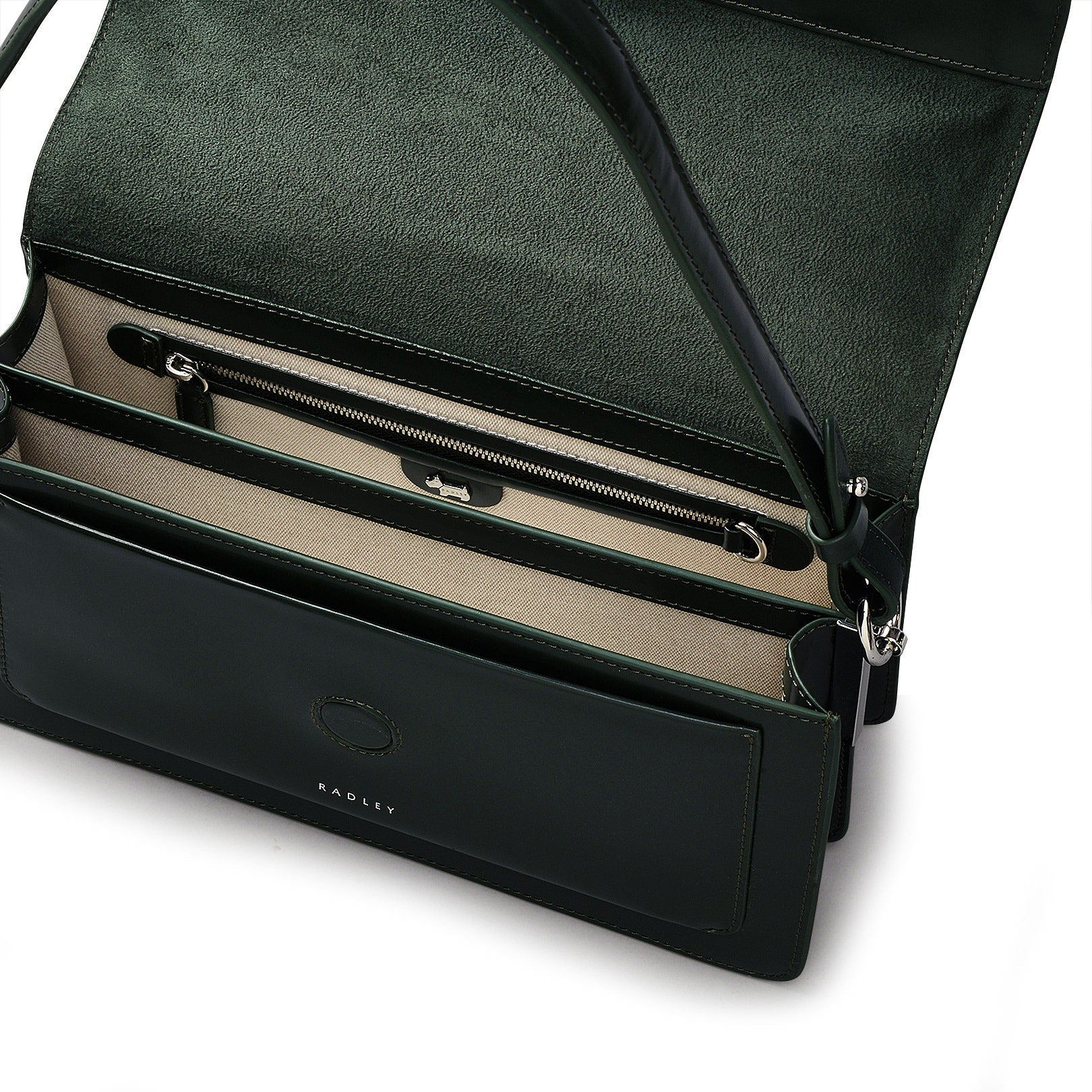 Leather Lane Leather Medium Flapover Shoulder Bag in Racing Green - H2132302