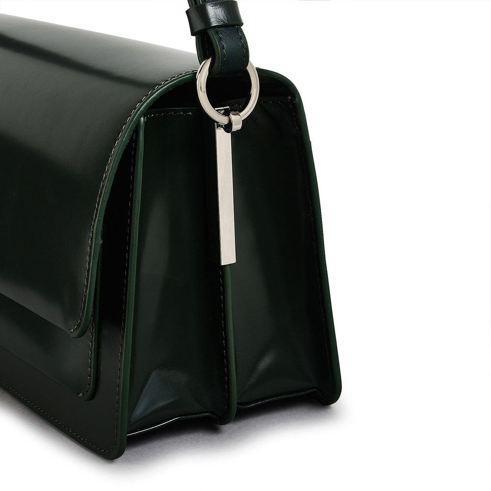 Leather Lane Leather Medium Flapover Shoulder Bag in Racing Green - H2132302
