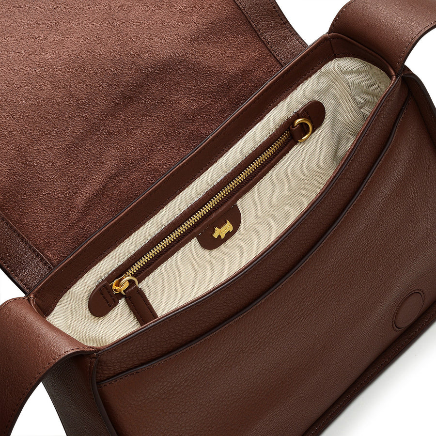 Westwell Lane Leather Medium Flapover Crossbody Bag in Walnut - H2135208