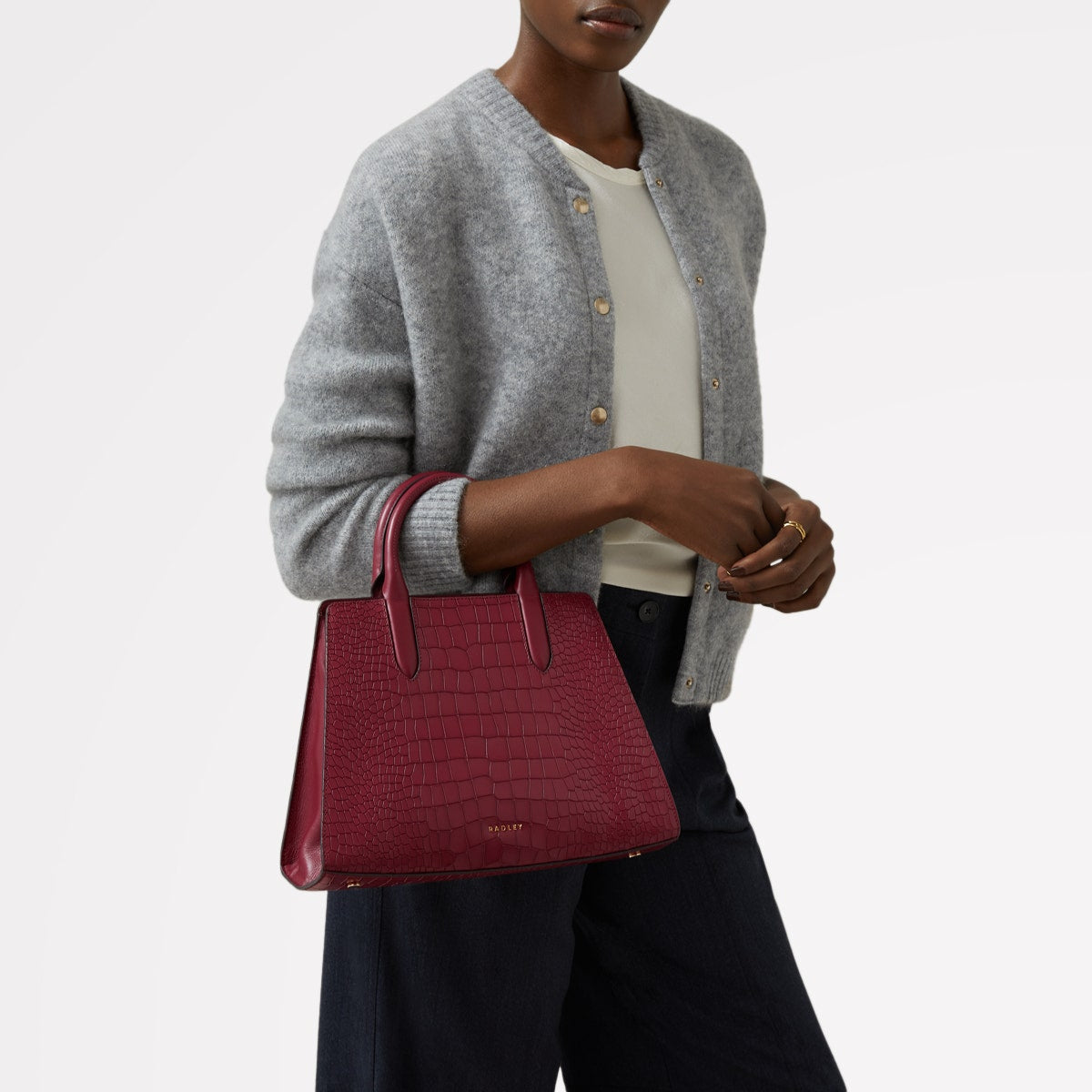 Glasshouse Leather Medium Satchel Multiway Bag in Cranberry - H2150604