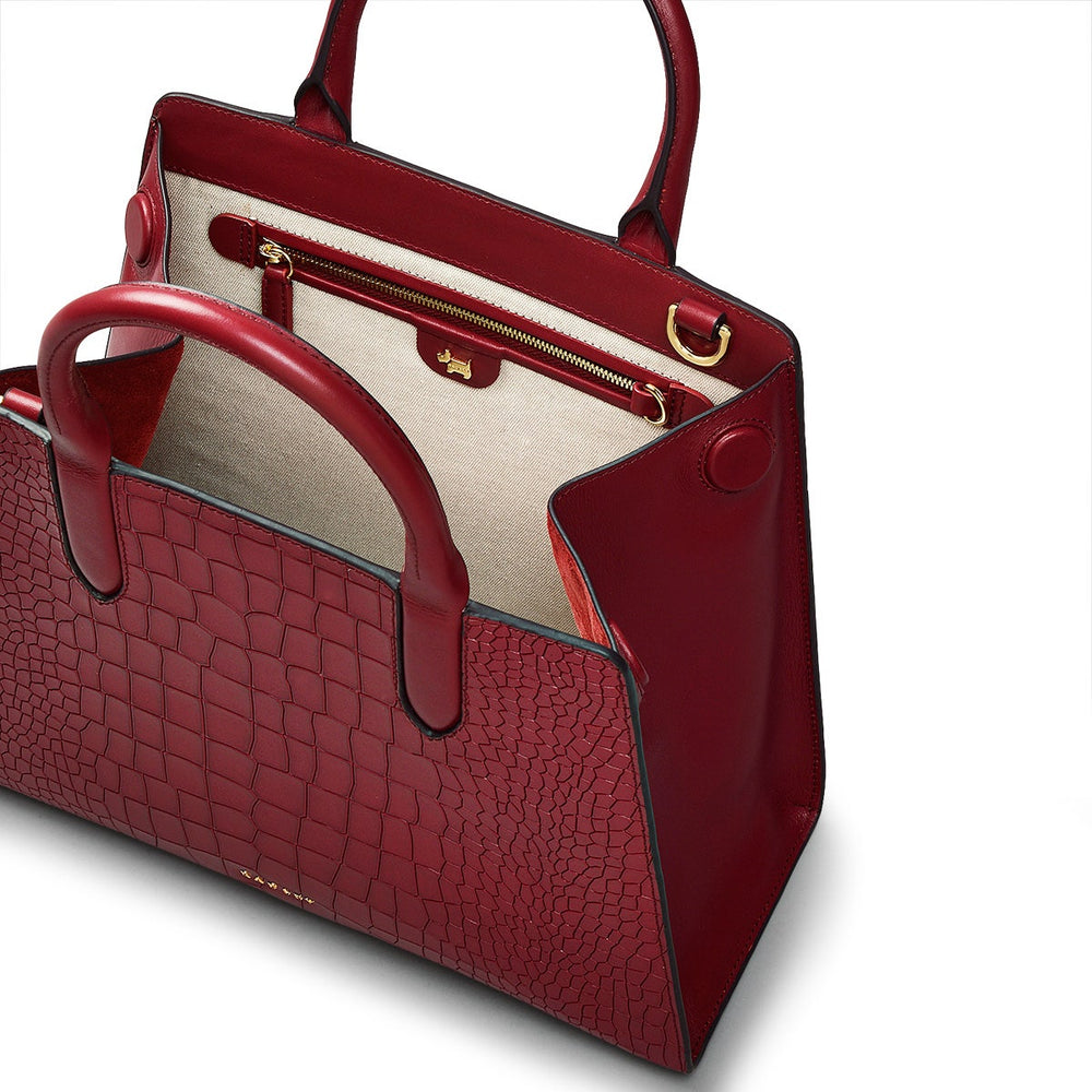 Glasshouse Leather Medium Satchel Multiway Bag in Cranberry - H2150604
