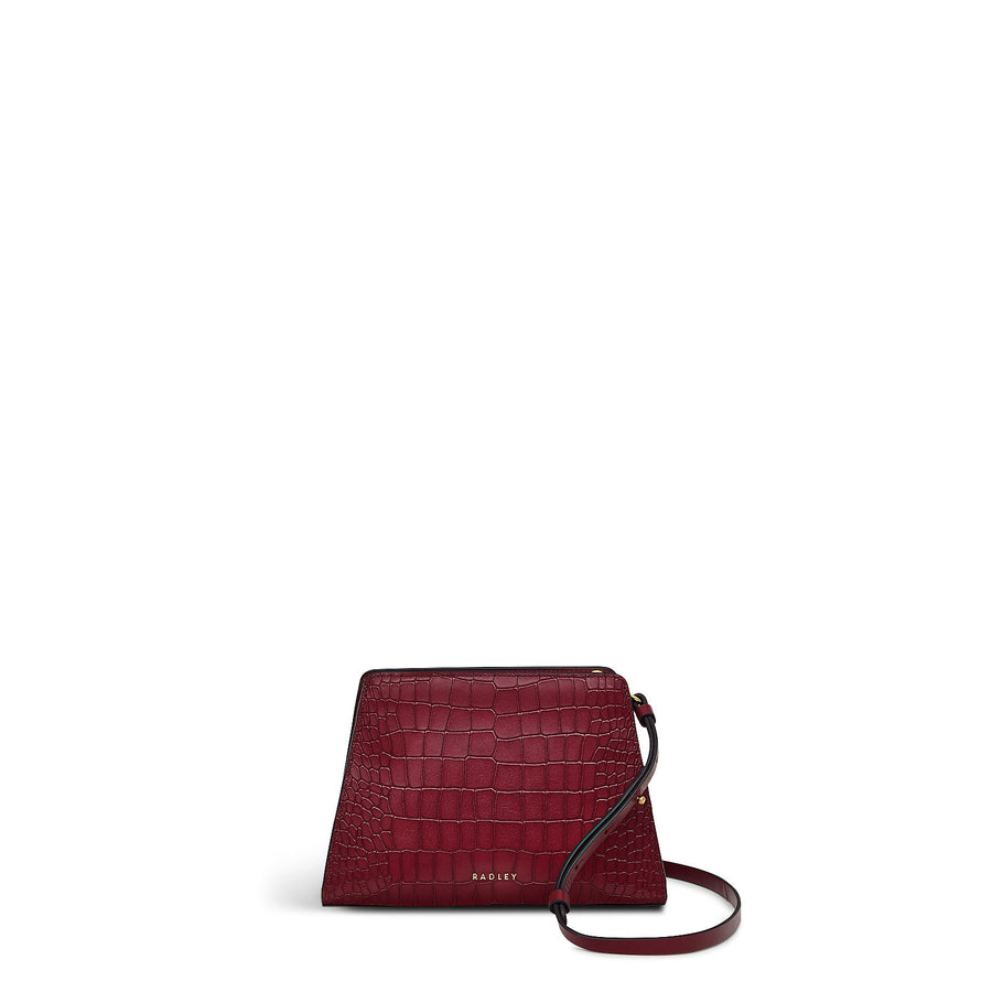 Glasshouse Leather Small Open Top Crossbody Bag in Cranberry - H2152604