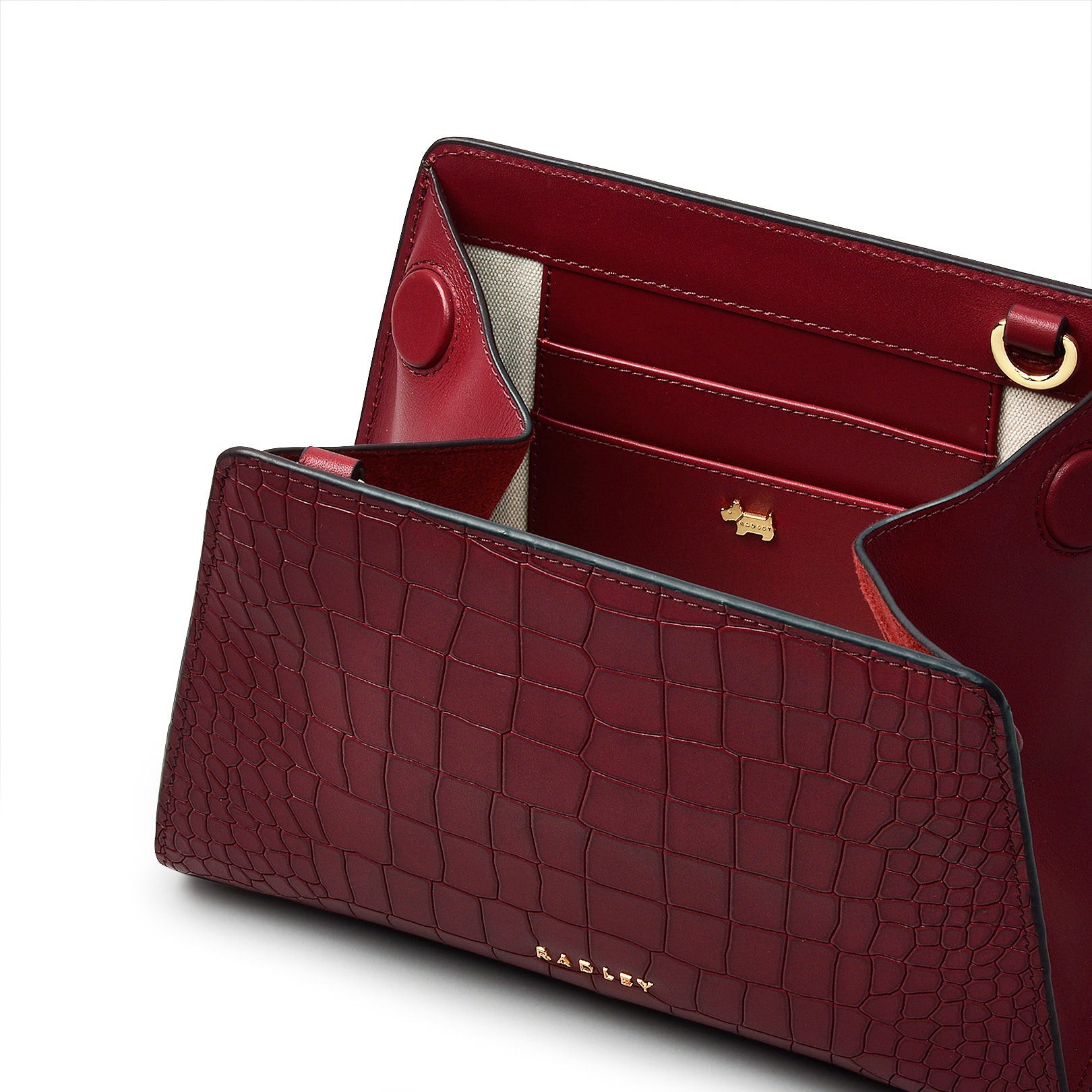 Glasshouse Leather Small Open Top Crossbody Bag in Cranberry - H2152604