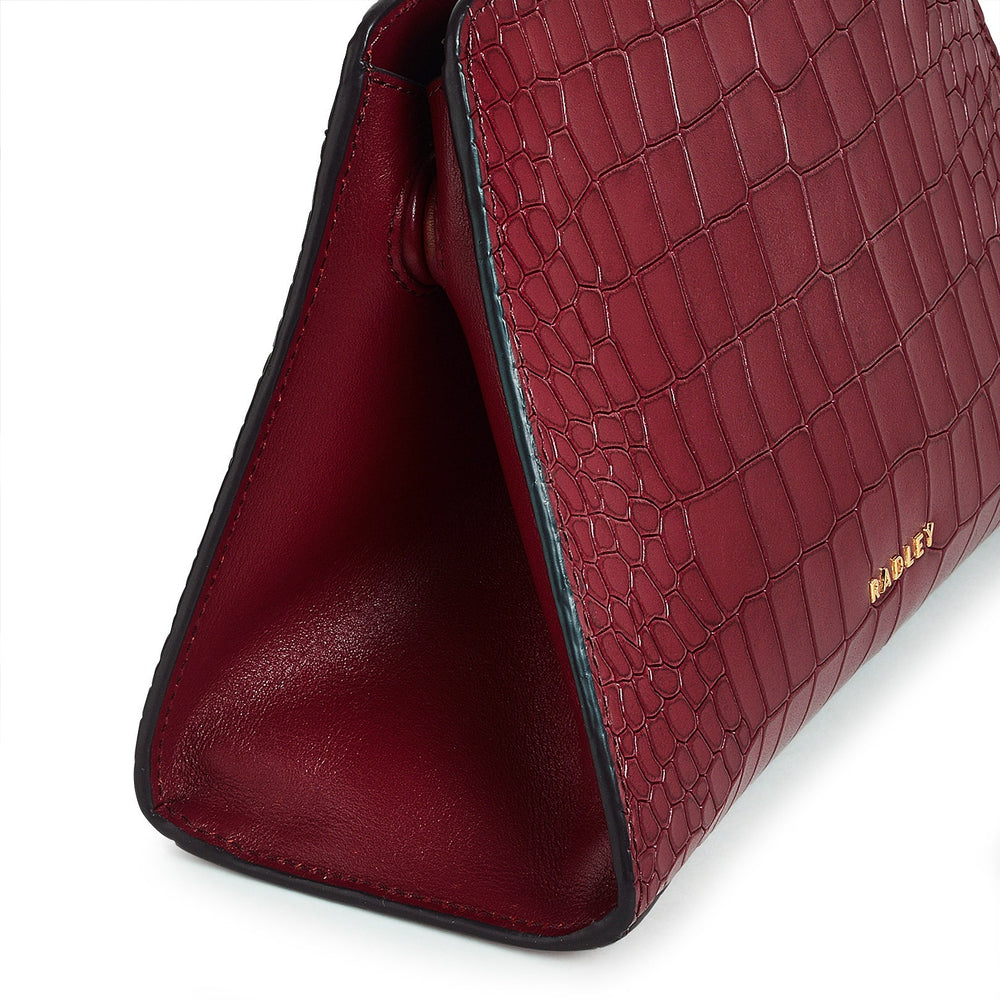 Glasshouse Leather Small Open Top Crossbody Bag in Cranberry - H2152604
