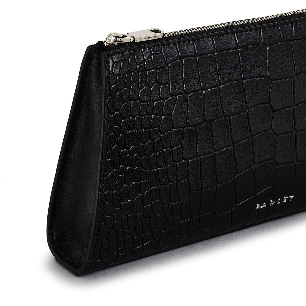 Glasshouse Leather Small Ziptop Clutch Bag in Black - H2153001