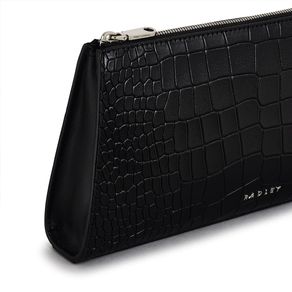 Glasshouse Leather Small Ziptop Clutch Bag in Black - H2153001