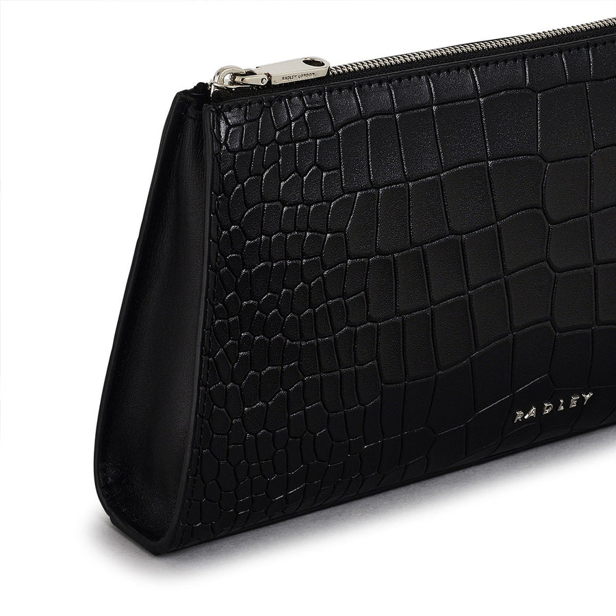 Glasshouse Leather Small Ziptop Clutch Bag in Black - H2153001