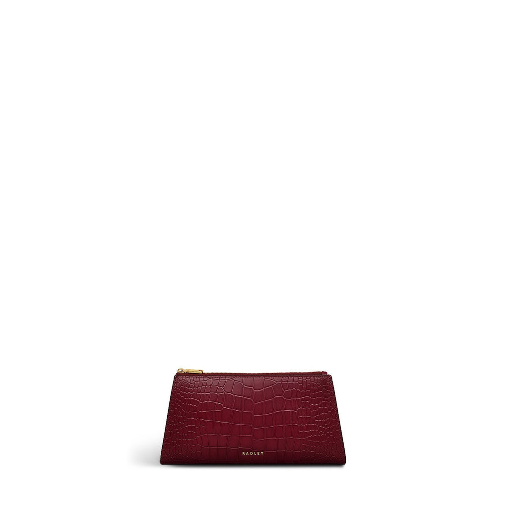 Glasshouse Leather Small Ziptop Clutch Bag in Cranberry - H2154604