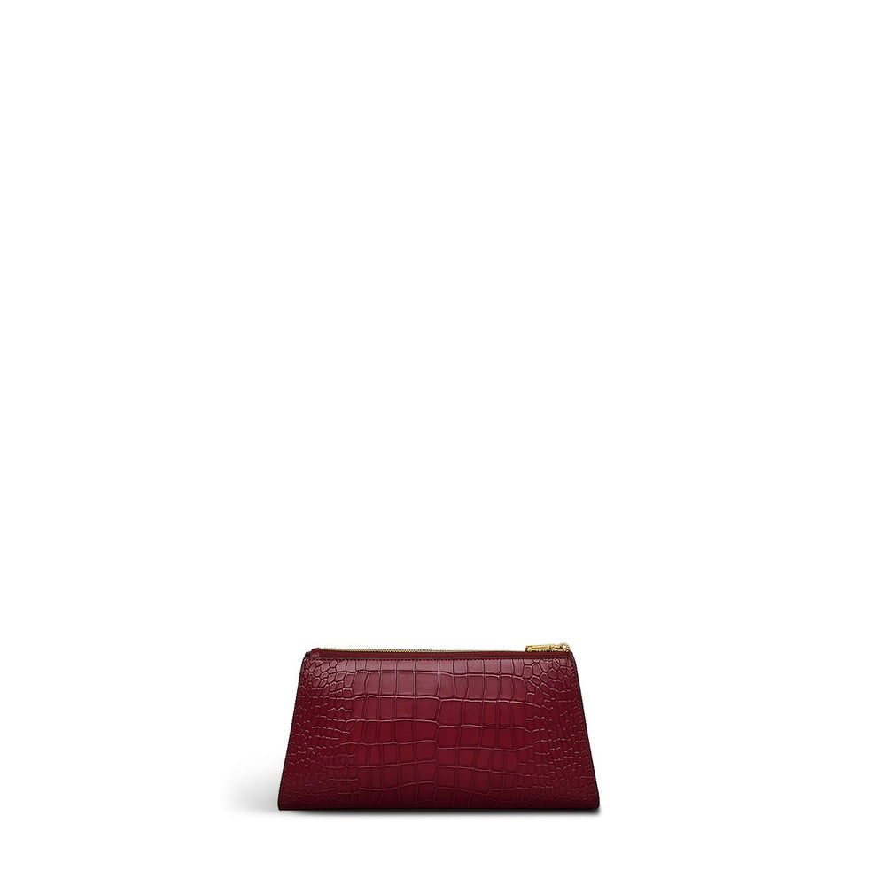 Glasshouse Leather Small Ziptop Clutch Bag in Cranberry - H2154604