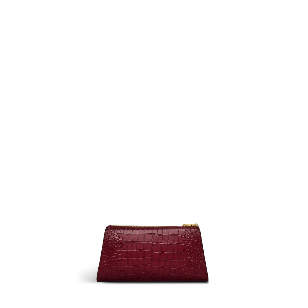 Glasshouse Leather Small Ziptop Clutch Bag in Cranberry - H2154604