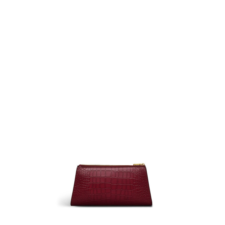 Glasshouse Leather Small Ziptop Clutch Bag in Cranberry - H2154604
