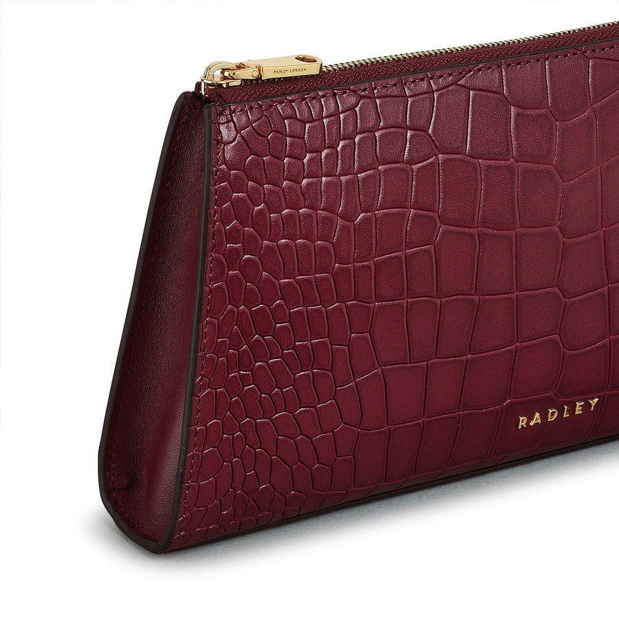 Glasshouse Leather Small Ziptop Clutch Bag in Cranberry - H2154604