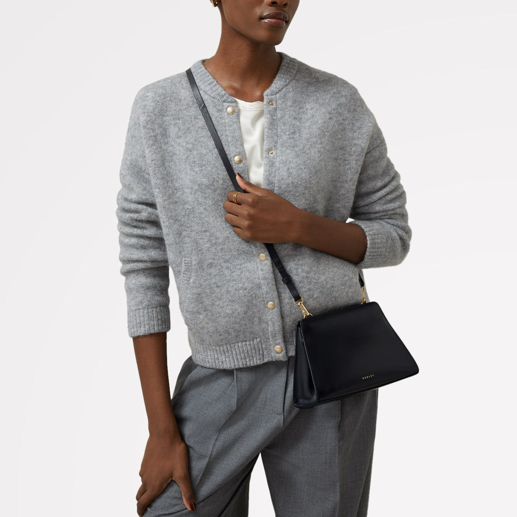 Glasshouse Leather Small Open Top Crossbody Bag in Black - H2155001