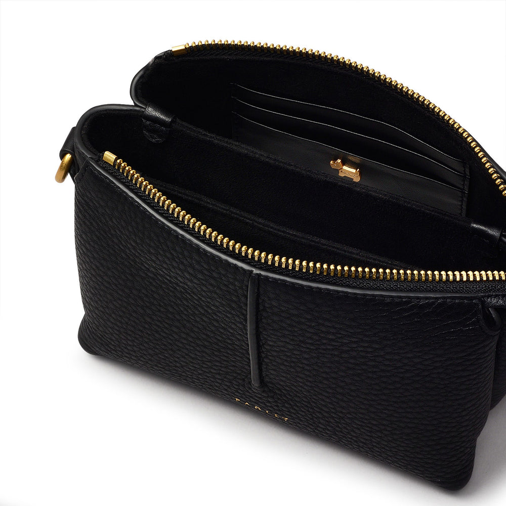 Hillgate Place Leather Mini Ziptop Crossbody Bag in Black - H2156001