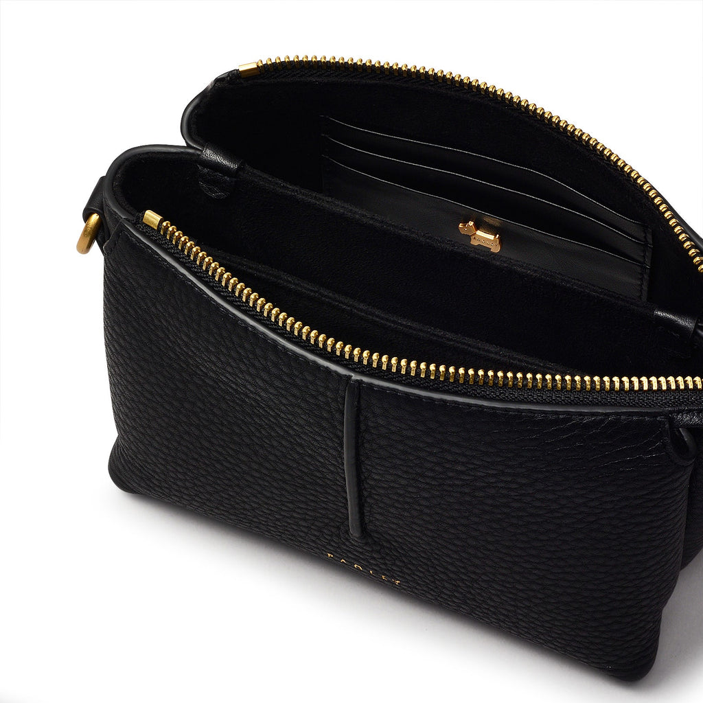 Hillgate Place Leather Mini Ziptop Crossbody Bag in Black - H2156001