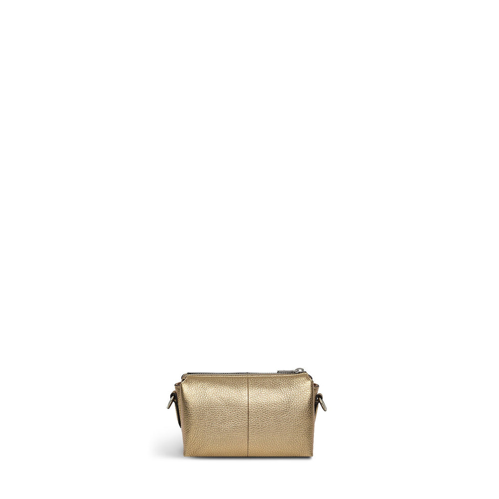Hillgate Place Leather Mini Ziptop Crossbody Bag in Icy Gold - H2158717