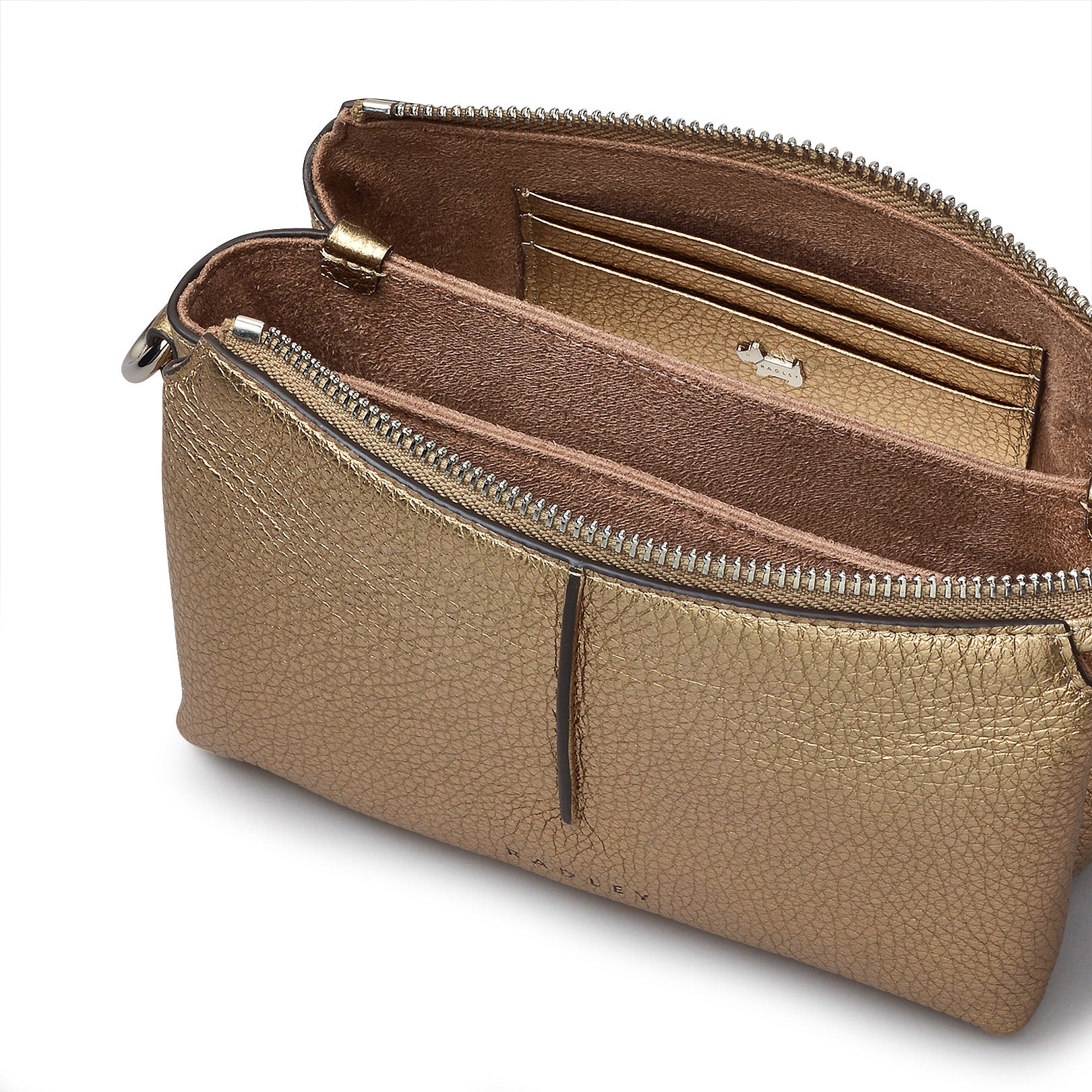 Hillgate Place Leather Mini Ziptop Crossbody Bag in Icy Gold - H2158717