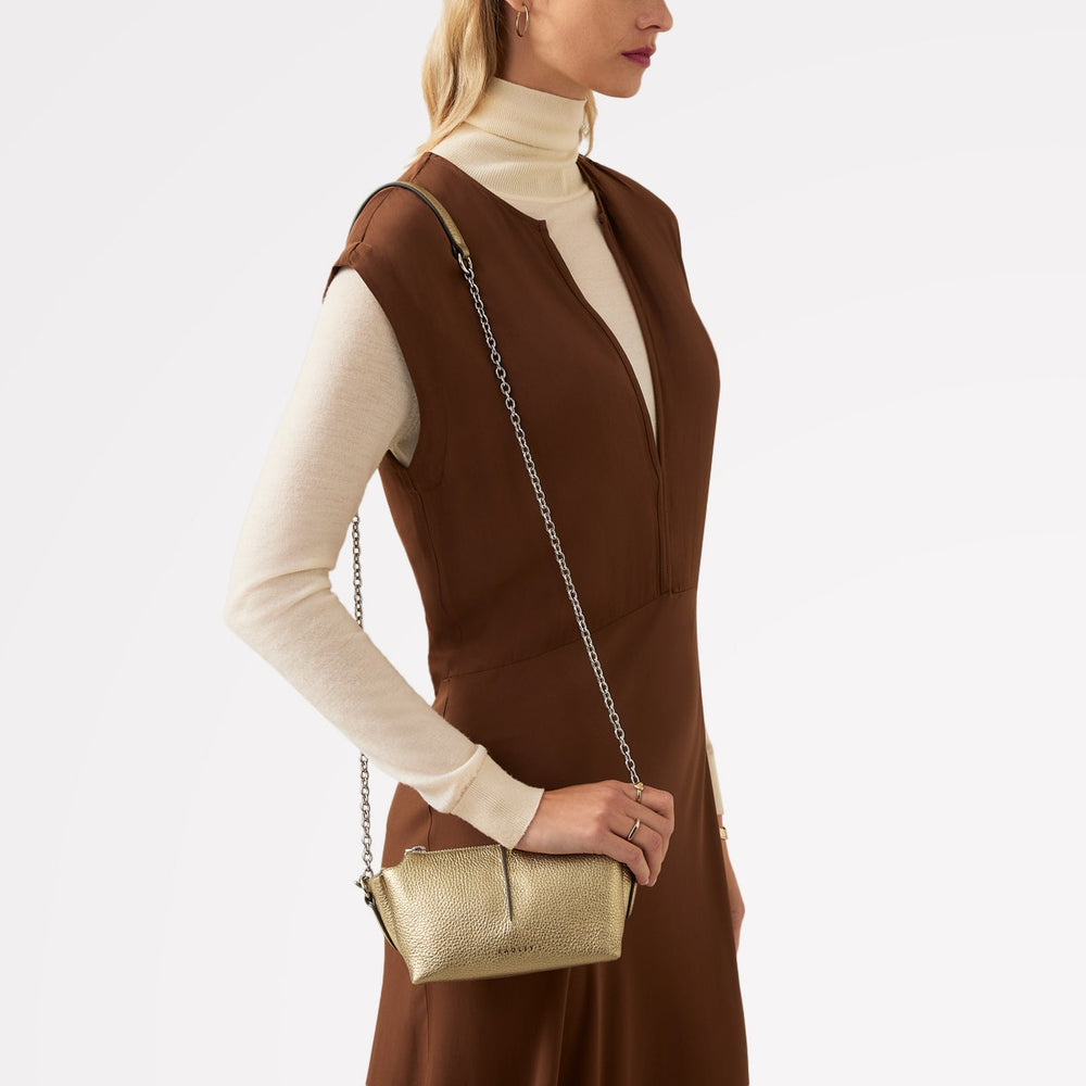 Hillgate Place Leather Mini Ziptop Crossbody Bag in Icy Gold - H2158717