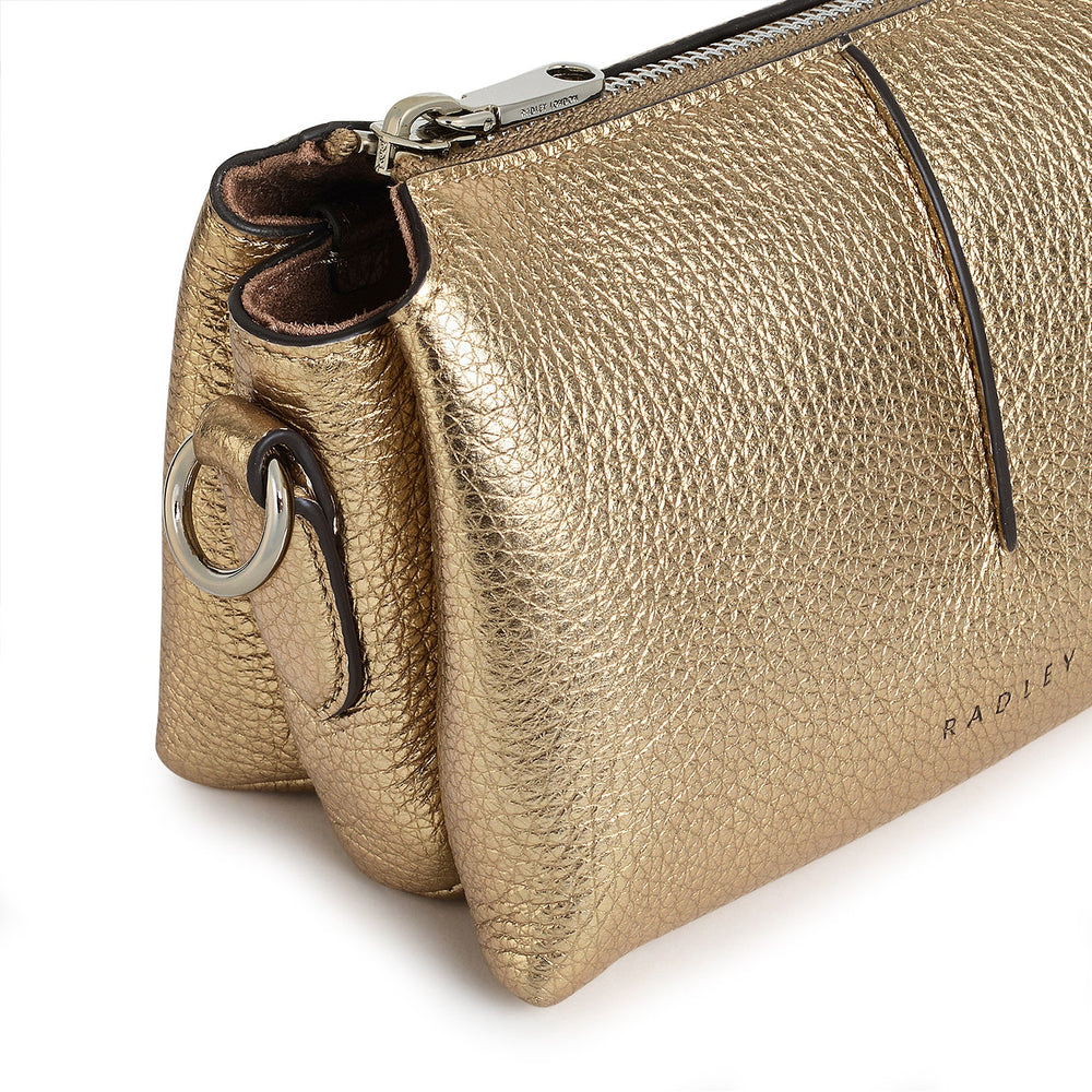 Hillgate Place Leather Mini Ziptop Crossbody Bag in Icy Gold - H2158717