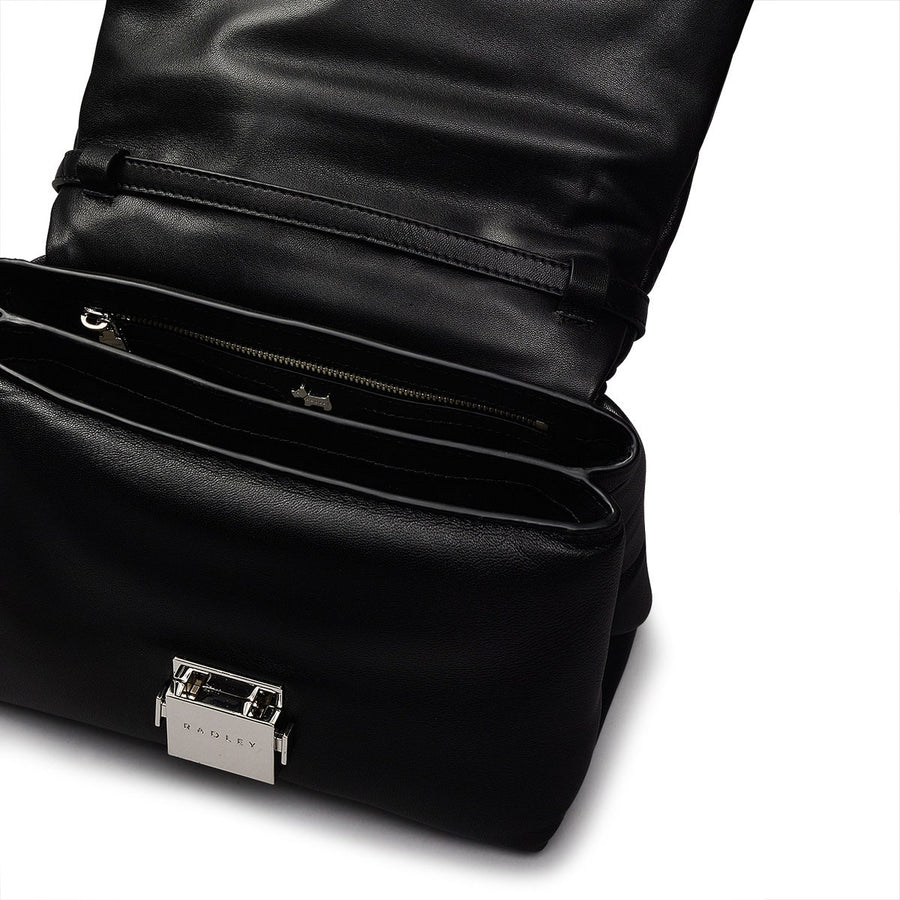 Bond Court Leather Small Flapover Crossbody Bag in Black - H2159001