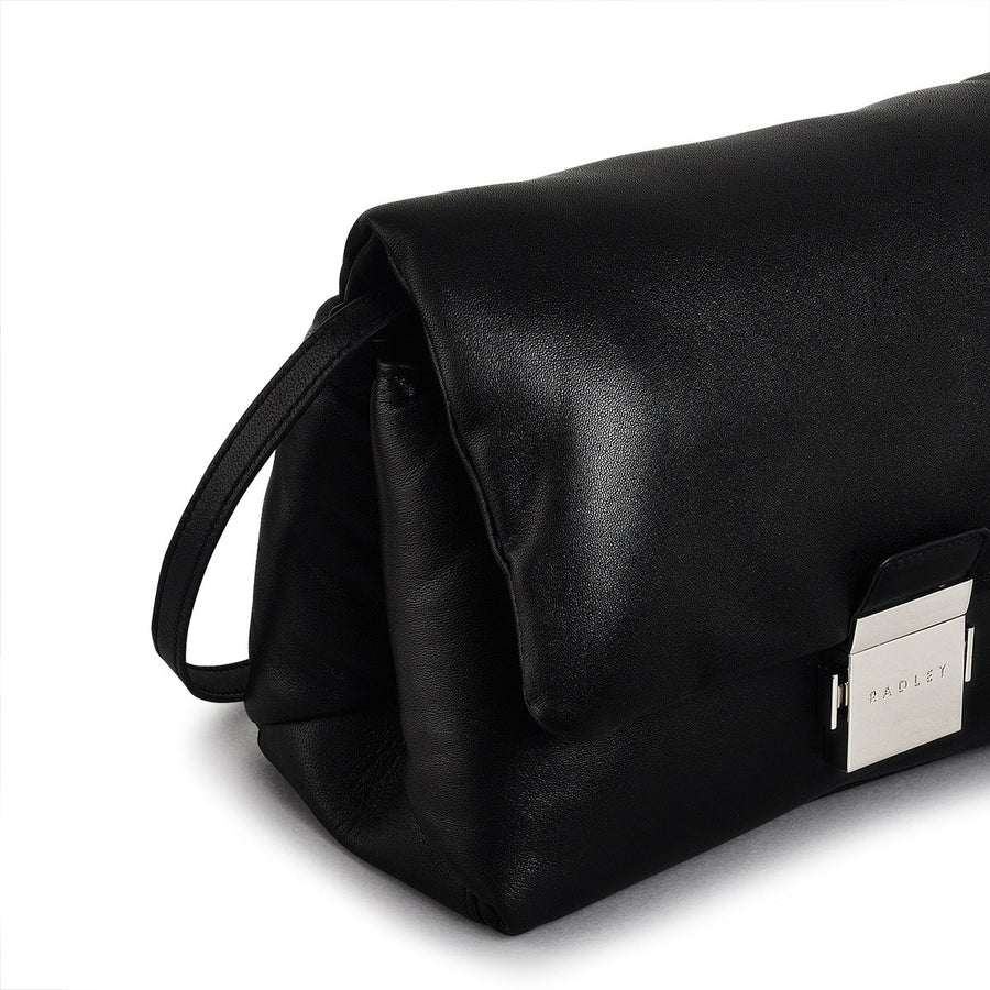 Bond Court Leather Small Flapover Crossbody Bag in Black - H2159001