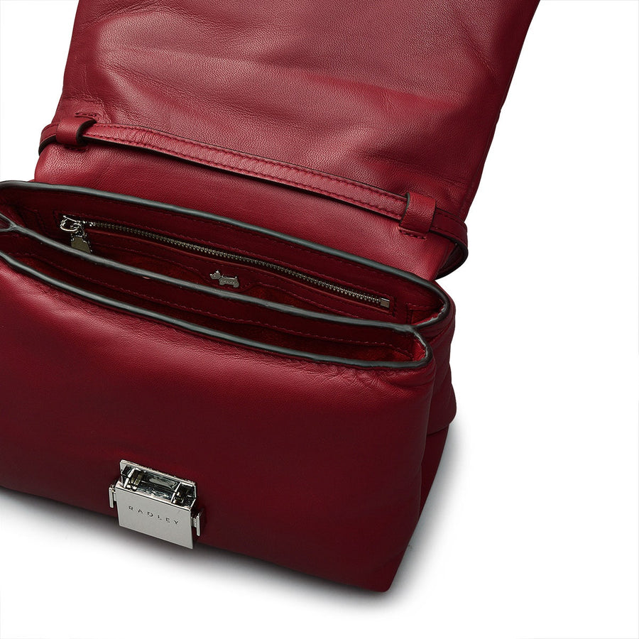 Bond Court Leather Small Flapover Crossbody Bag in Cranberry - H2160604