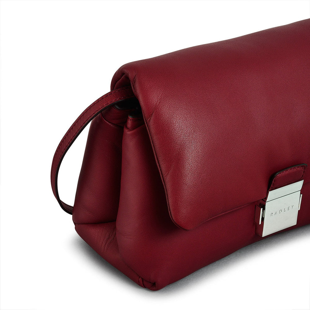 Bond Court Leather Small Flapover Crossbody Bag in Cranberry - H2160604