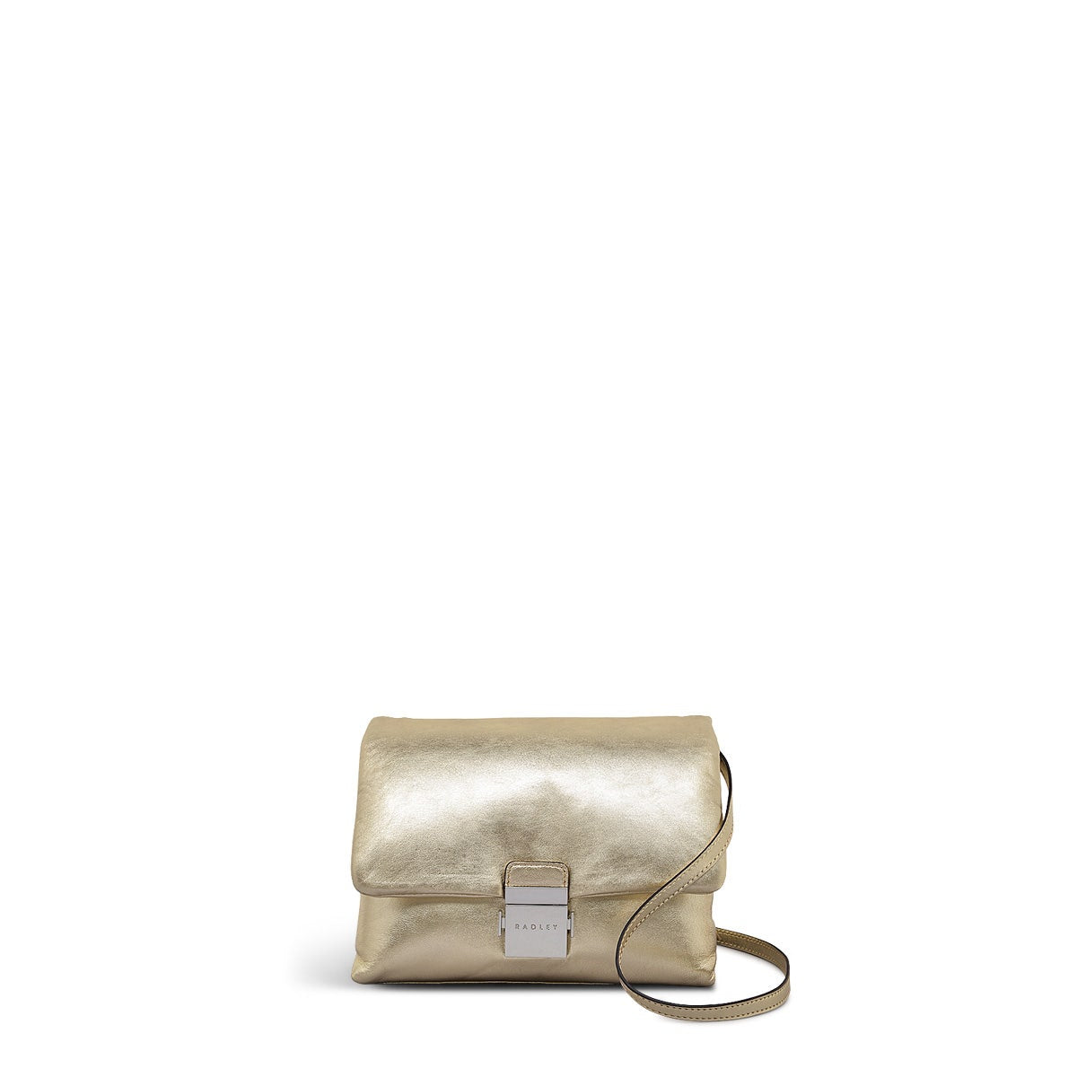 Bond Court Leather Small Flapover Crossbody Bag in Icy Gold - H2161717
