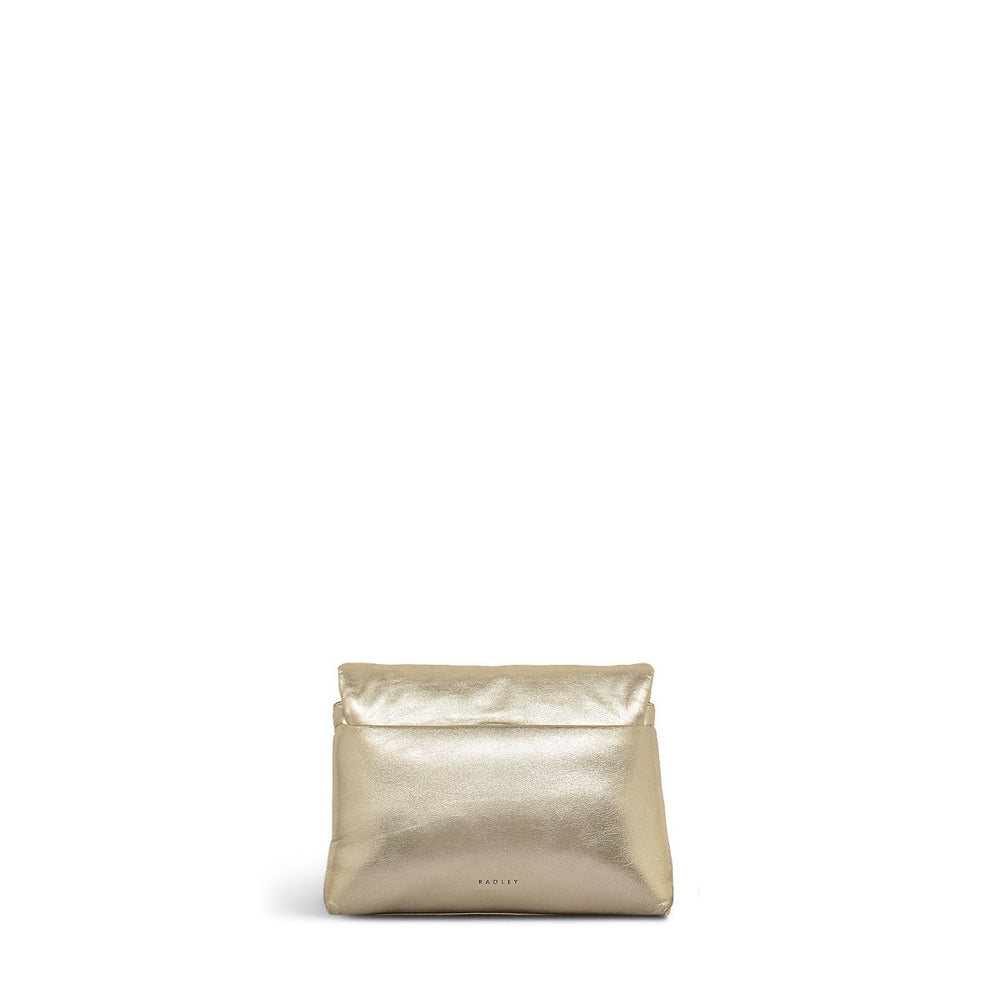Bond Court Leather Small Flapover Crossbody Bag in Icy Gold - H2161717