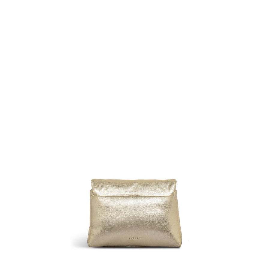 Bond Court Leather Small Flapover Crossbody Bag in Icy Gold - H2161717