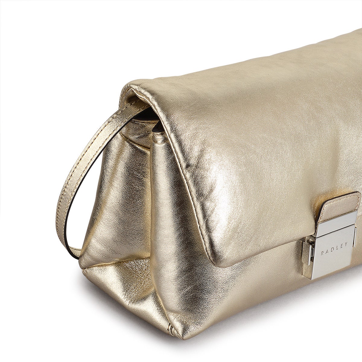 Bond Court Leather Small Flapover Crossbody Bag in Icy Gold - H2161717