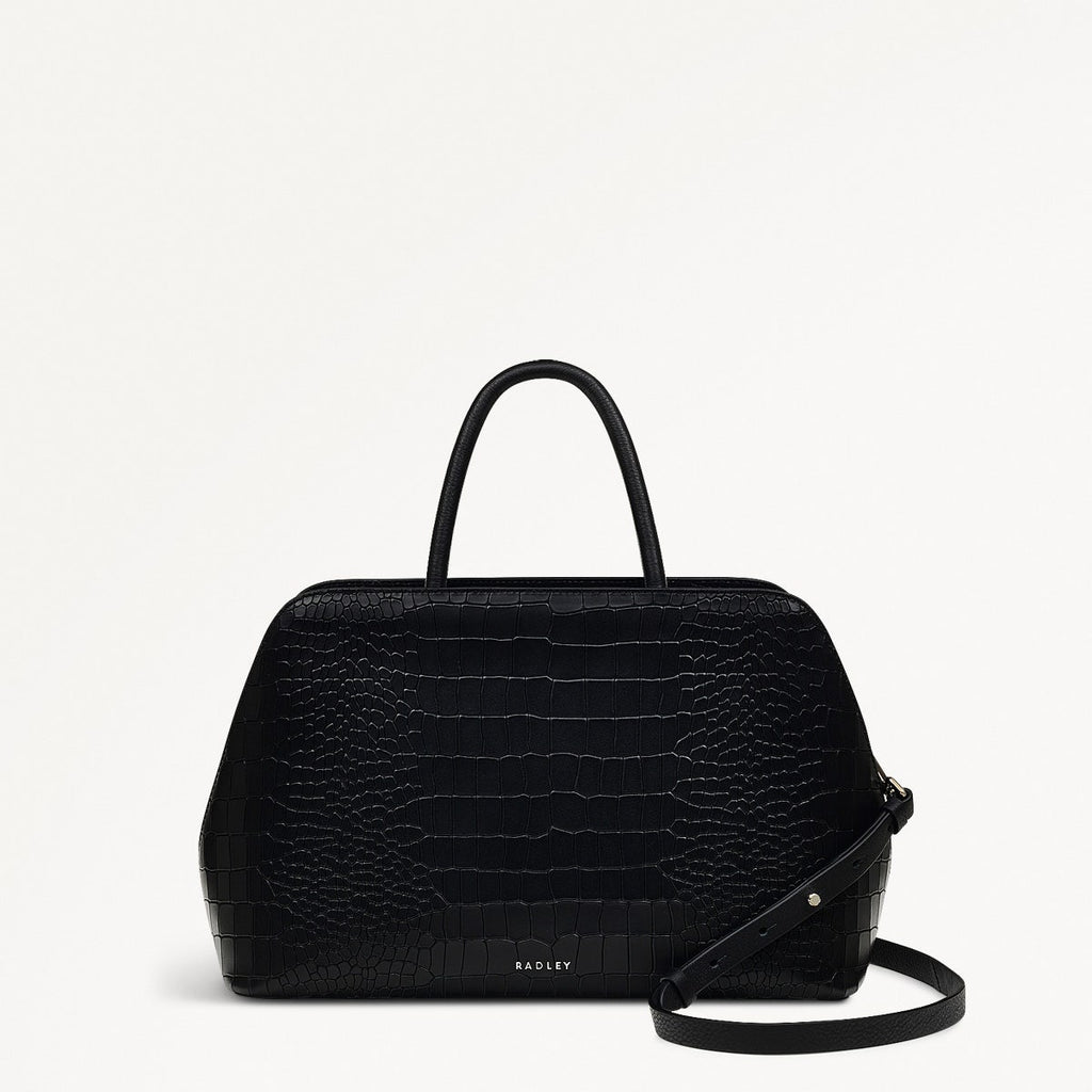 Liverpool Street Leather Medium Ziptop Grab Bag in Black - H2168001