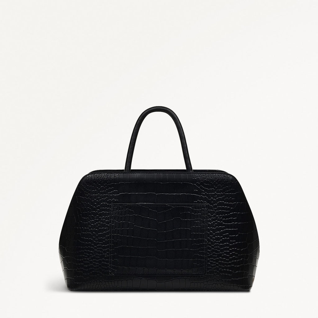 Liverpool Street Leather Medium Ziptop Grab Bag in Black - H2168001