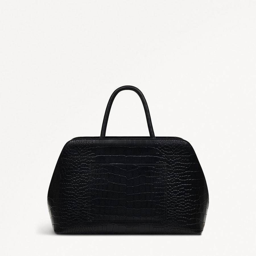 Liverpool Street Leather Medium Ziptop Grab Bag in Black - H2168001