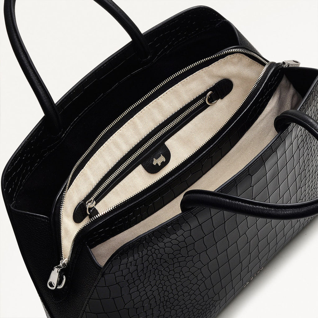 Liverpool Street Leather Medium Ziptop Grab Bag in Black - H2168001
